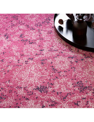 Add vibrant style with the Muse Heritage Pink MU28, a durable modern colourful area rug featuring geometric elegance and easy m