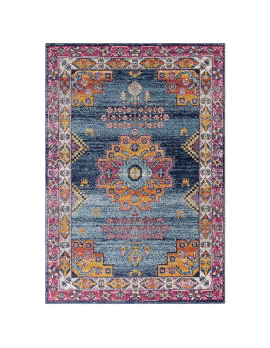 Brighten your space with the Muse Medalion Bright MU29, a durable modern colourful area rug featuring bold geometric patterns a