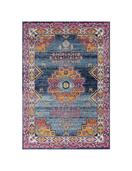 Brighten your space with the Muse Medalion Bright MU29, a durable modern colourful area rug featuring bold geometric patterns a