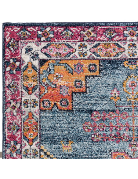 Brighten your space with the Muse Medalion Bright MU29, a durable modern colourful area rug featuring bold geometric patterns a