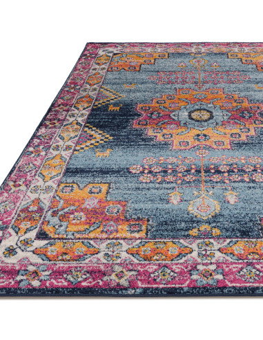 Brighten your space with the Muse Medalion Bright MU29, a durable modern colourful area rug featuring bold geometric patterns a