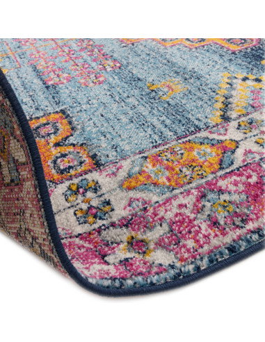 Brighten your space with the Muse Medalion Bright MU29, a durable modern colourful area rug featuring bold geometric patterns a