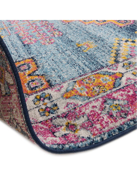 Brighten your space with the Muse Medalion Bright MU29, a durable modern colourful area rug featuring bold geometric patterns a