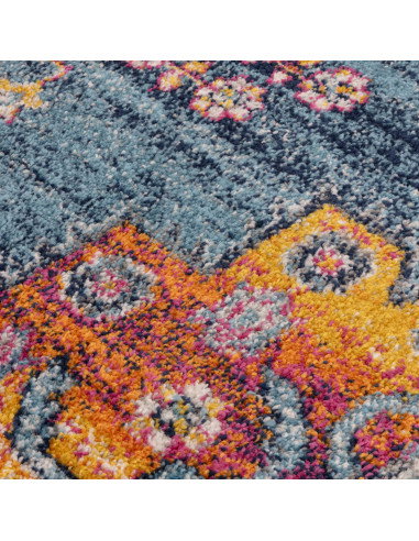 Brighten your space with the Muse Medalion Bright MU29, a durable modern colourful area rug featuring bold geometric patterns a