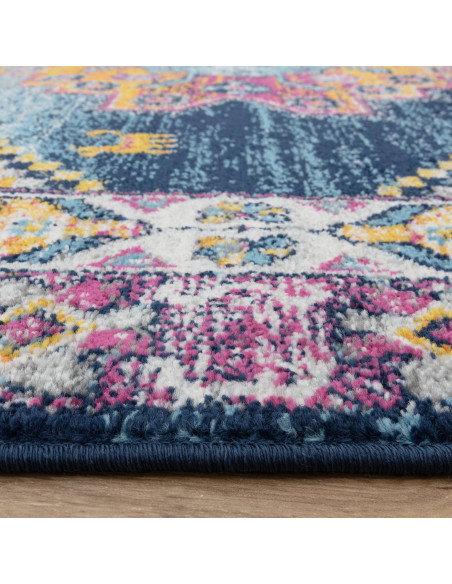 Brighten your space with the Muse Medalion Bright MU29, a durable modern colourful area rug featuring bold geometric patterns a