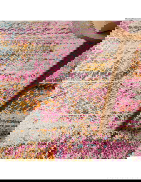 Brighten your space with the Muse Tribal Bright MU26, a durable modern colourful area rug featuring vibrant geometric patterns