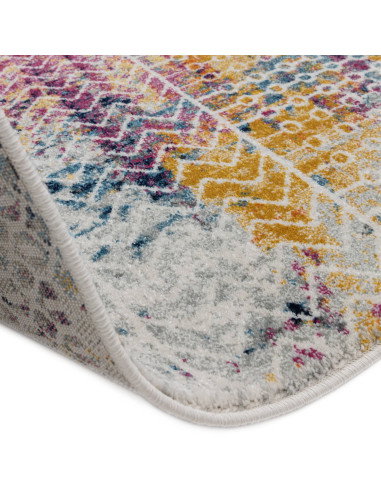 Brighten your space with the Muse Tribal Bright MU26, a durable modern colourful area rug featuring vibrant geometric patterns