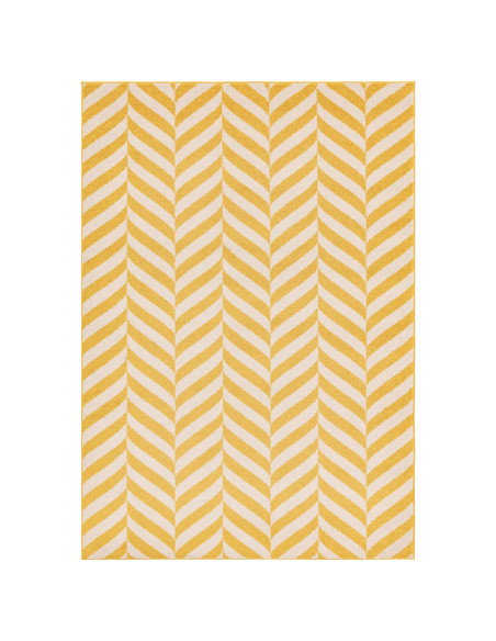 Brighten your space with the Muse Yellow Chevron MU08, a durable modern designer rug featuring vibrant chevron patterns for sty