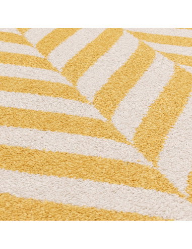 Brighten your space with the Muse Yellow Chevron MU08, a durable modern designer rug featuring vibrant chevron patterns for sty