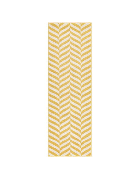 Brighten your space with the Muse Yellow Chevron MU08, a durable modern designer rug featuring vibrant chevron patterns for sty