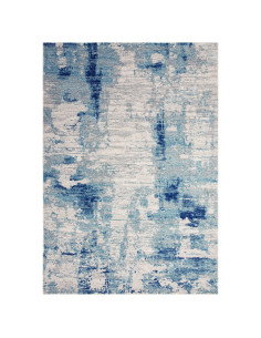 Tappeto moderno soggiorno Nova Mirage NV36: design astratto blu, comfort e resistenza per un ambiente elegante e contemporaneo.