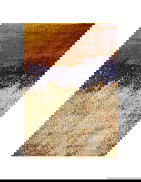 Tappeto moderno con design astratto e colori caldi, ideale per soggiorno. Resistente, facile da pulire e perfetto per ambienti