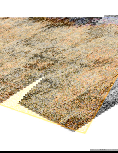 Tappeto moderno con design astratto e colori caldi, ideale per soggiorno. Resistente, facile da pulire e perfetto per ambienti