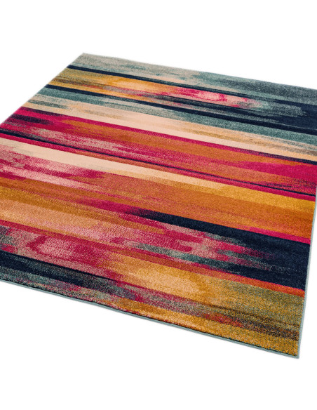 Brighten your space with the Nova NV05 Stripe Multi, a durable and vibrant modern area rug perfect for easy living and contempo