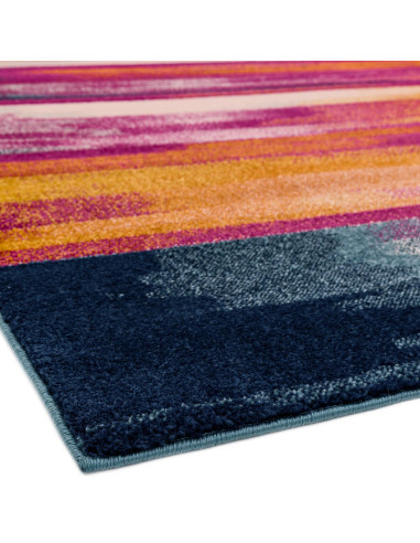 Brighten your space with the Nova NV05 Stripe Multi, a durable and vibrant modern area rug perfect for easy living and contempo
