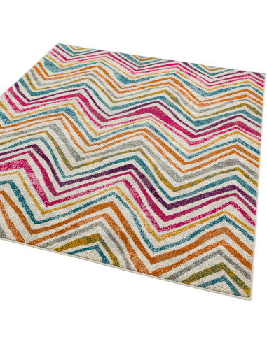 Add vibrant color and durable style to your home with the Nova NV21 Rhythm Multi, a modern area rug featuring a bold geometric