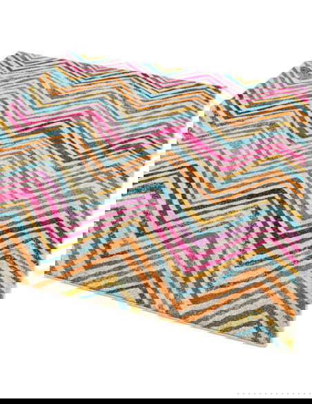 Add vibrant color and durable style to your home with the Nova NV21 Rhythm Multi, a modern area rug featuring a bold geometric