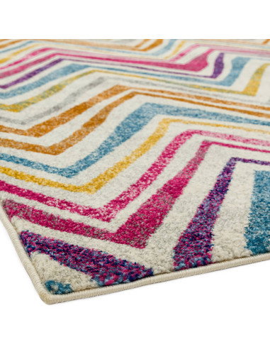Add vibrant color and durable style to your home with the Nova NV21 Rhythm Multi, a modern area rug featuring a bold geometric