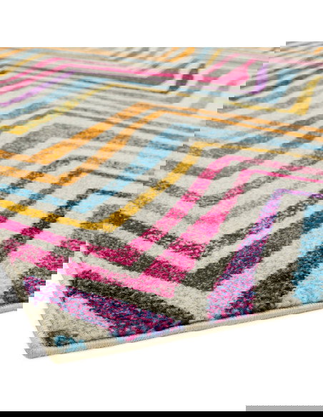 Add vibrant color and durable style to your home with the Nova NV21 Rhythm Multi, a modern area rug featuring a bold geometric