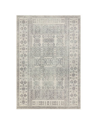 Elevate your home with the Nova NV33 Tribal Grey modern area rug, featuring a durable, easy-to-clean geometric tribal design in