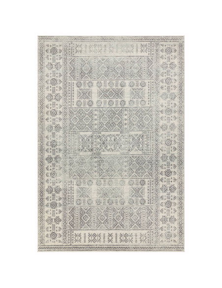 Elevate your home with the Nova NV33 Tribal Grey modern area rug, featuring a durable, easy-to-clean geometric tribal design in
