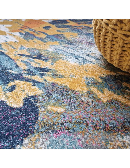 Discover the Nova Sonic NV41 modern area rug with a vibrant abstract design, durable polypropylene, and plush comfort for easy
