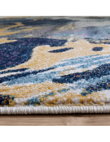 Discover the Nova Sonic NV41 modern area rug with a vibrant abstract design, durable polypropylene, and plush comfort for easy