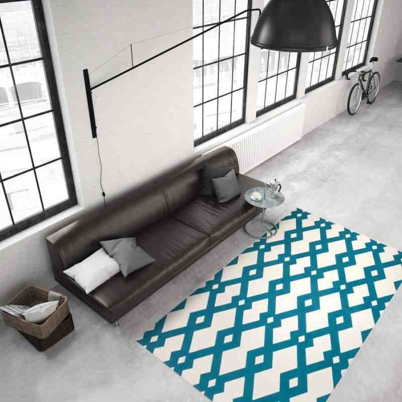 tappeto moderno geometrico now! 100 avorio-turchese