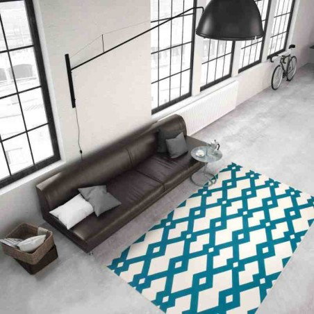 tappeto moderno geometrico now! 100 avorio-turchese