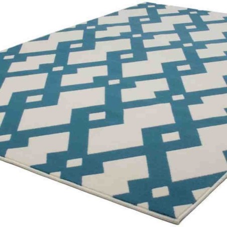 tappeto moderno geometrico now! 100 avorio-turchese