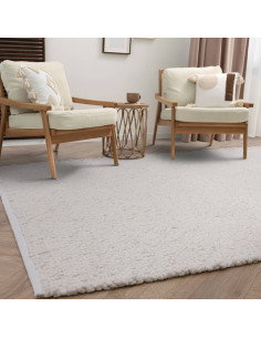 Tappeto Abbus Ivory in poliestere, elegante e resistente, perfetto per ambienti moderni e stili boho chic o etnici. Comfort e d 2