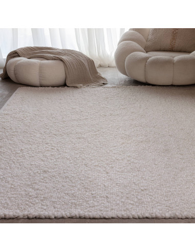 Handcrafted Abbus Ivory boho rug adds timeless charm and durability with a soft, neutral tone—perfect for modern, stylish livin