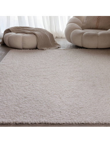 Tappeto Abbus Ivory in poliestere, elegante e resistente, perfetto per ambienti moderni e stili boho chic o etnici. Comfort e d
