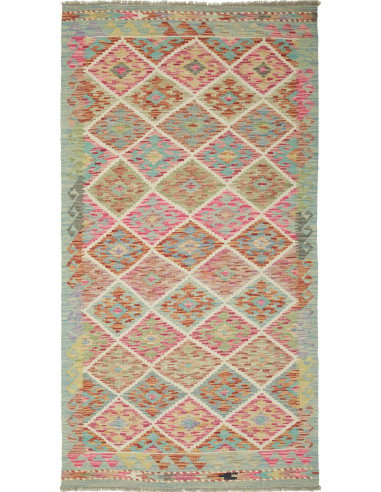 Kilim 100x194 Cm Kilim, Afghanistan, Hand-carded Wool (warp: