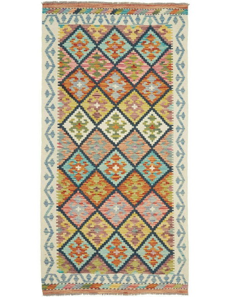 Kilim 99x200 Cm Kilim Afghanistan Lana Cardata A Mano Cotone