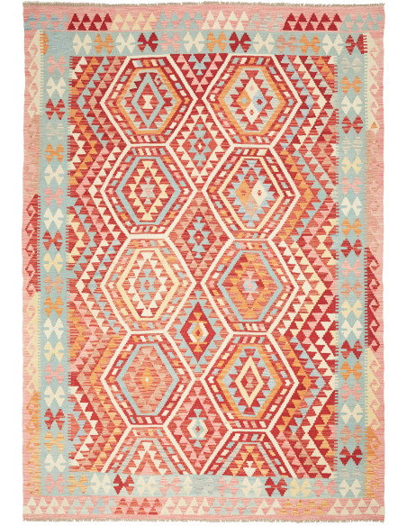 Kilim 197x282 Cm Afghan Kilim, Hand-carded Wool (cotton
