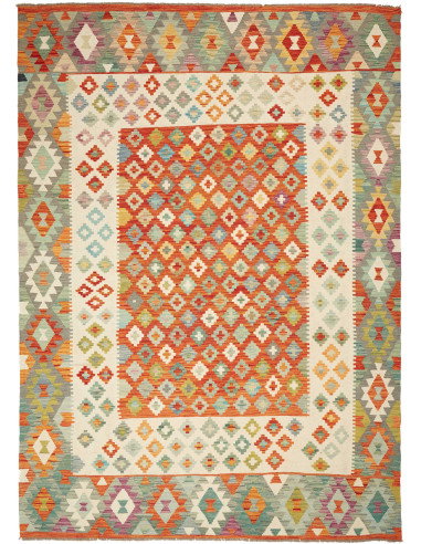 Kilim 207x288 Cm Kilim Afghano, Lana Cardata A Mano (ordito:
