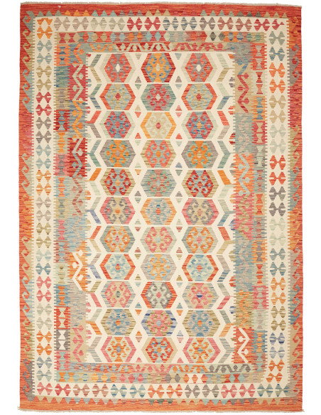 Kilim 207x296 Cm Afghan Kilim. Hand-carded Wool, Cotton