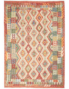 Kilim 205x293 Cm Kilim Afghano, Lana Cardata A Mano, Densità