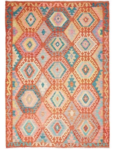 Kilim 177x252 Cm Kilim Afgano Lana Cardata A Mano Ordito