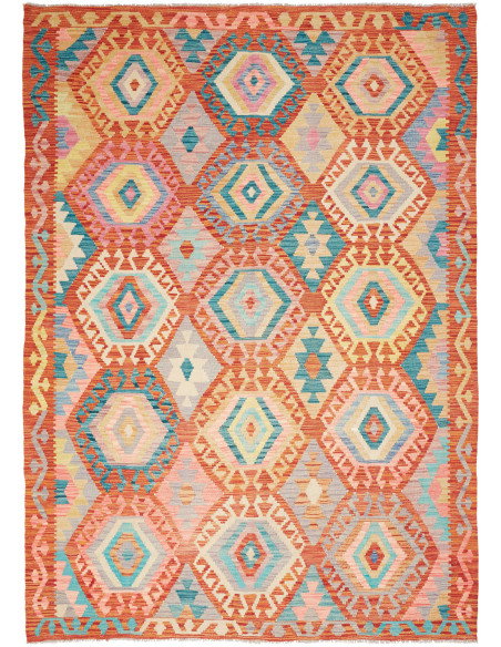 Kilim 177x252 Cm Kilim Afgano Lana Cardata A Mano Ordito
