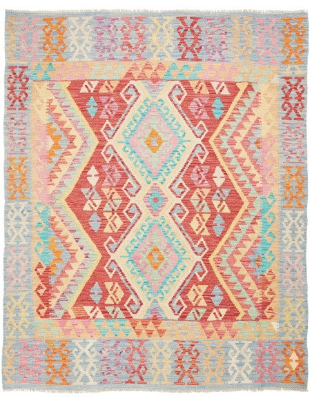 Kilim 154x190 Cm Kilim, Afghanistan, Hand-carded Wool (warp: