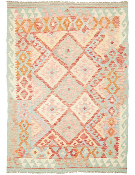 Tappeto Kilim Afghanistan 147x201 Verde Menta C