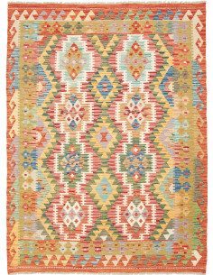 Kilim 145x194 Cm Kilim Afghano In Lana Cardata A Mano.