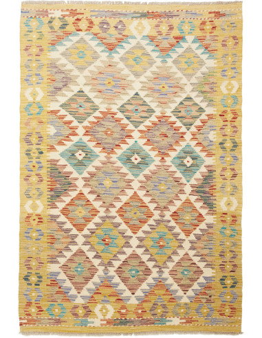 Kilim 105x152 Cm Kilim Afghano Lana Cardata A Mano Cotone