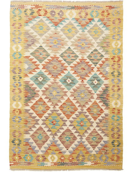 Kilim 105x152 Cm Afghan Kilim Hand-carded Wool Cotton Warp