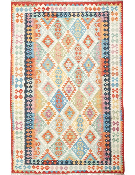Kilim 202x306 Cm Afghan Kilim, Hand-carded Wool (cotton