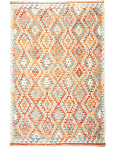 Kilim 170x252 Cm Kilim Afghano, Lana Cardata A Mano, Cotone,