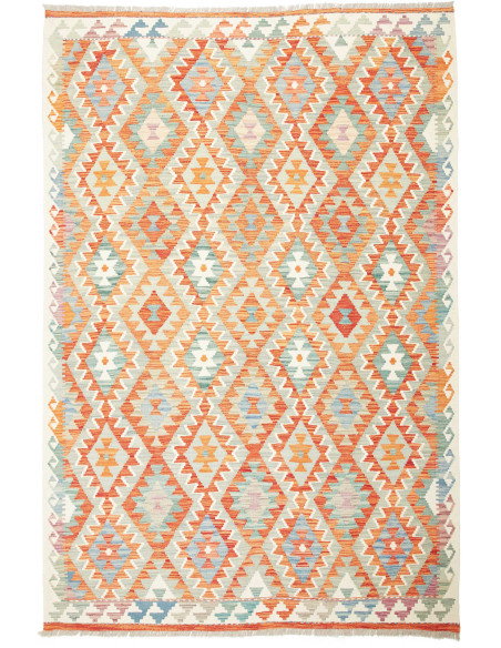 Kilim 170x252 Cm Kilim Afghano, Lana Cardata A Mano, Cotone,