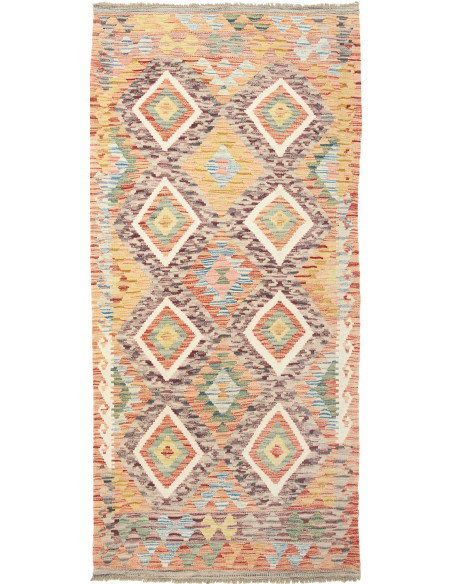 Kilim 100x215 Cm Kilim, Afghanistan, Hand-carded Wool (warp: